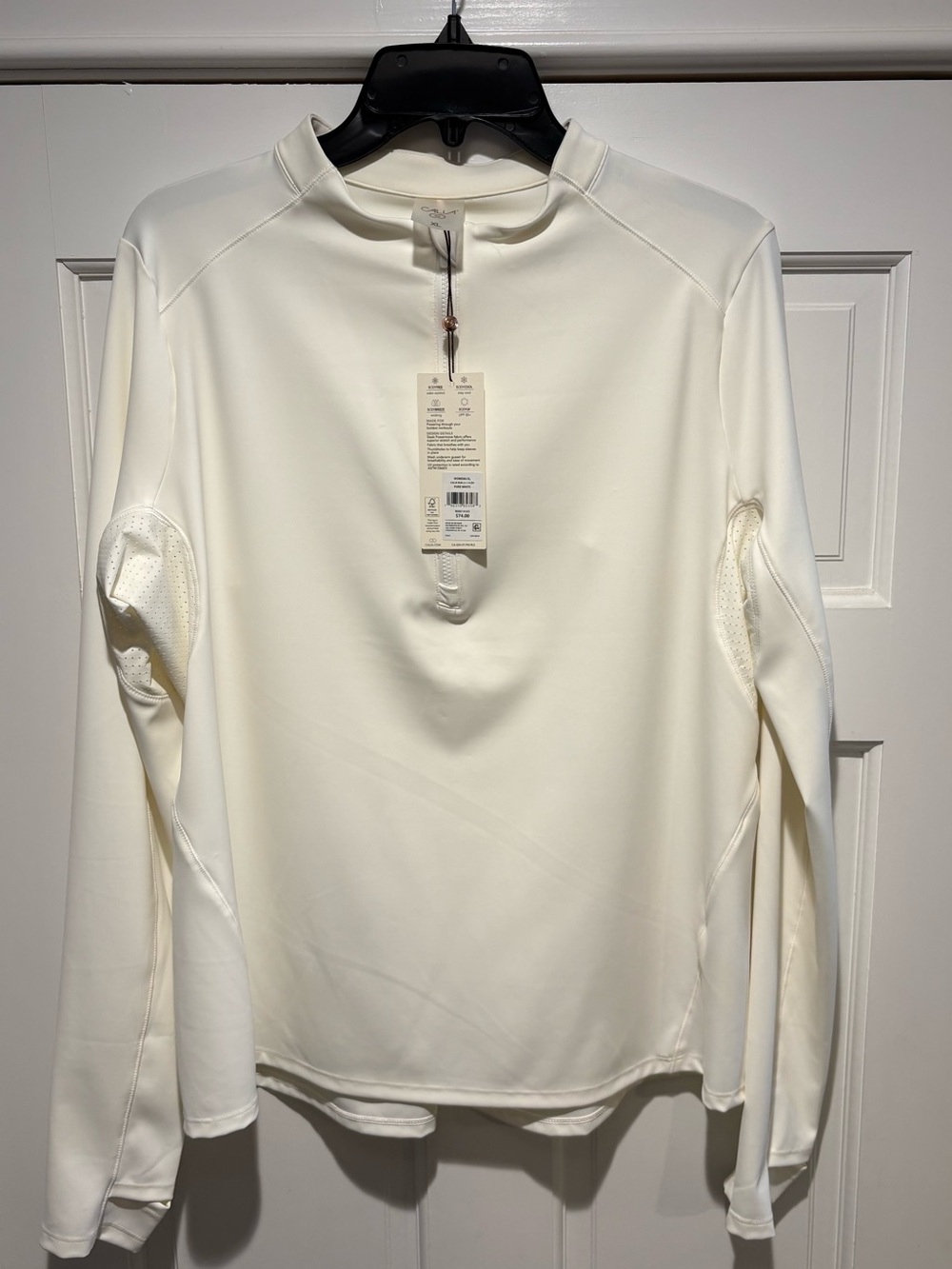 NWT Calia Women's Cream Run 1/4 Zip Power Move Long Sleeve  Power Breeze XL